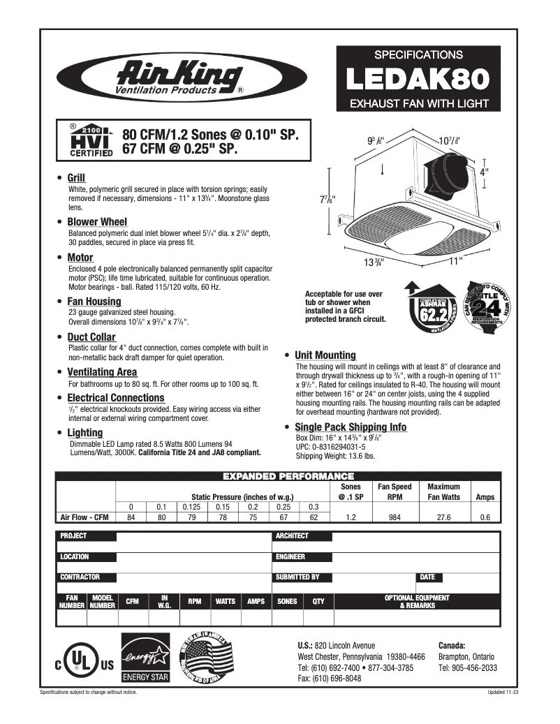 Image de la première page du manuel de l'appareil LEDAK80