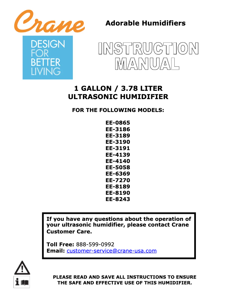 Page 1 de la notice Manuel utilisateur Crane EE-4139