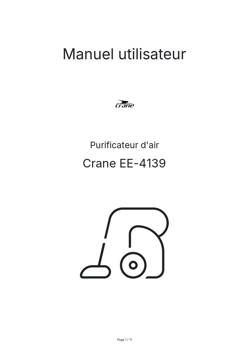 Page n°1 - Manuel utilisateur Crane EE-4139