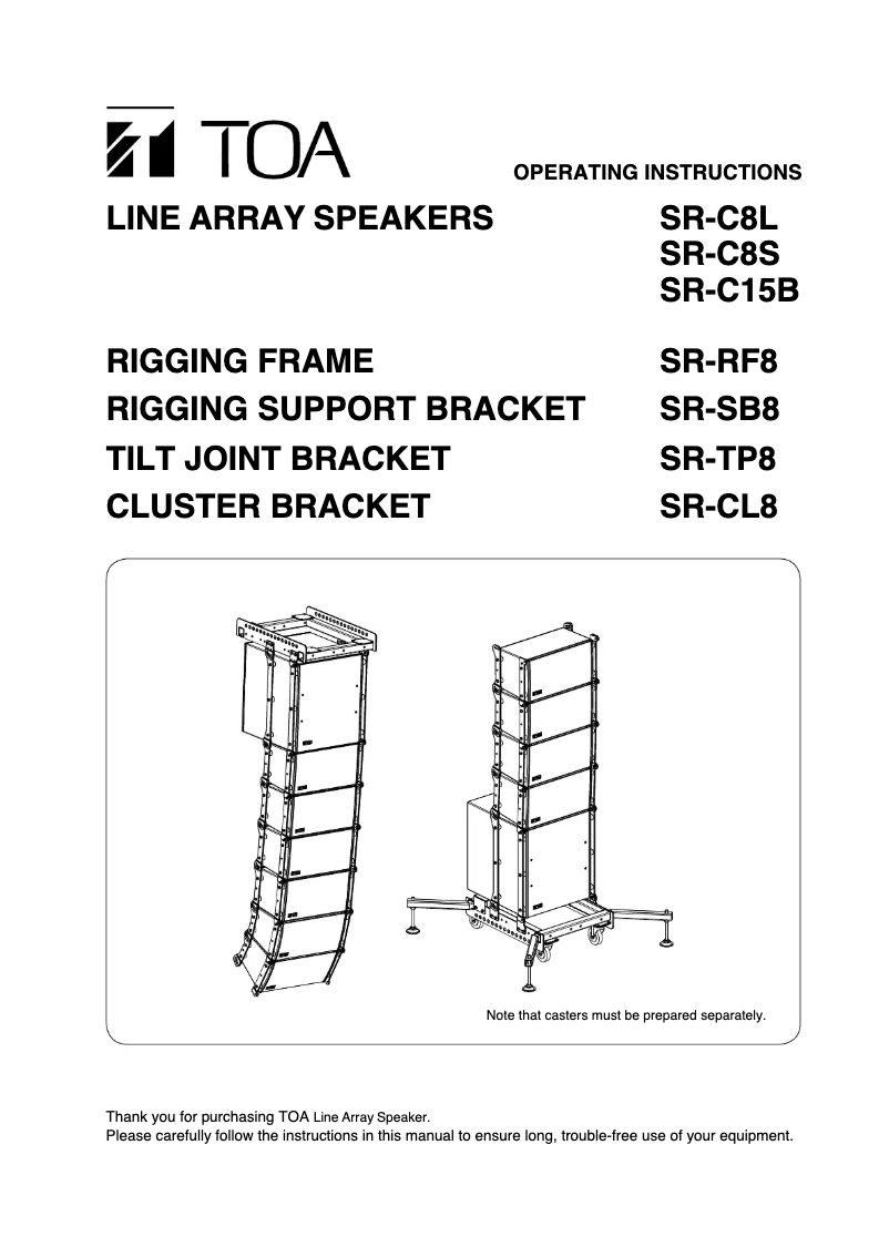 Page 1 de la notice Manuel utilisateur TOA SR-RF12
