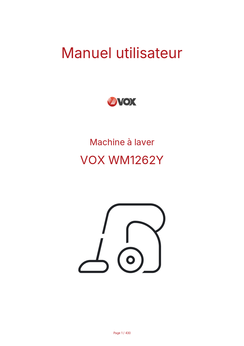 Image de la première page du manuel de l'appareil WM1262Y