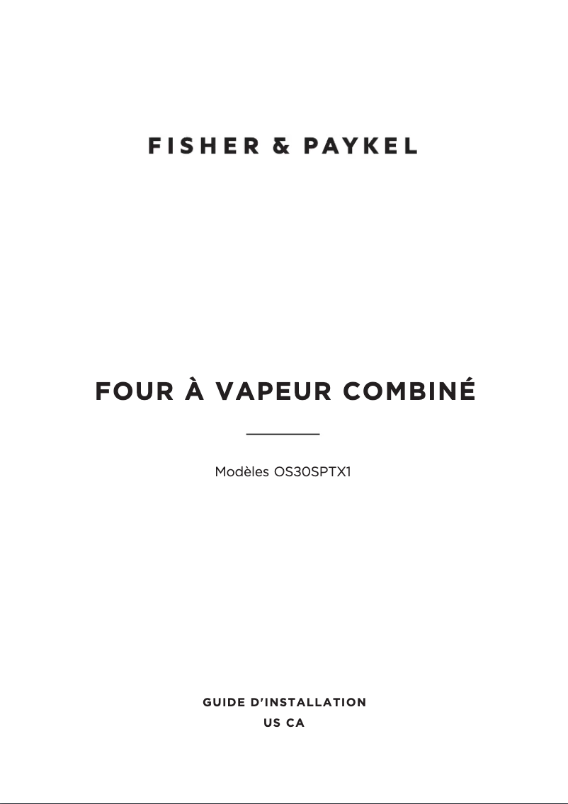 Page n°1 - Guide d'installation Fisher & Paykel OS30SPTX1