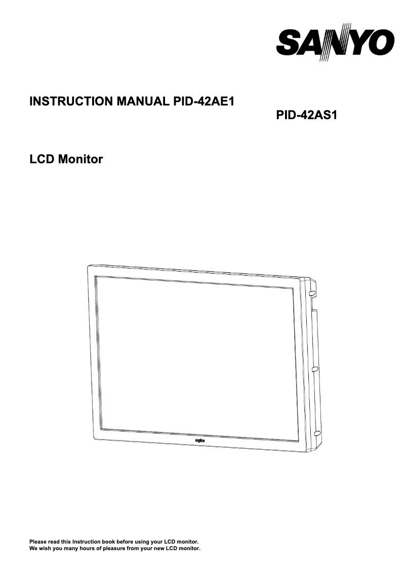 Page 1 de la notice Manuel utilisateur Sanyo PID-42AE1