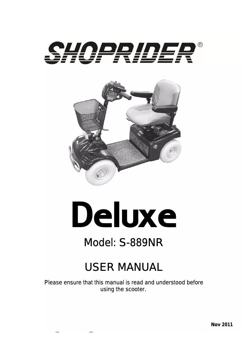 Page 1 de la notice Manuel utilisateur Shoprider S-889NR