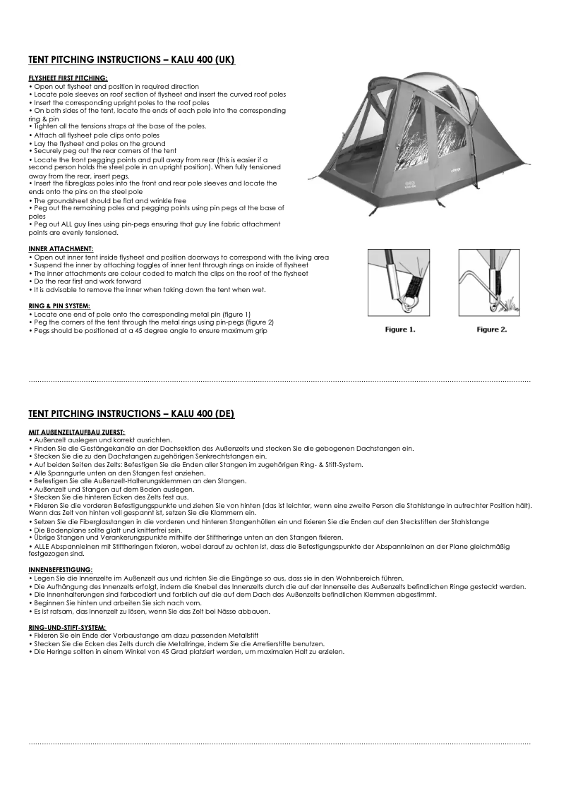 Página 1 del manual Manual de usuario Vango Kalu V 400