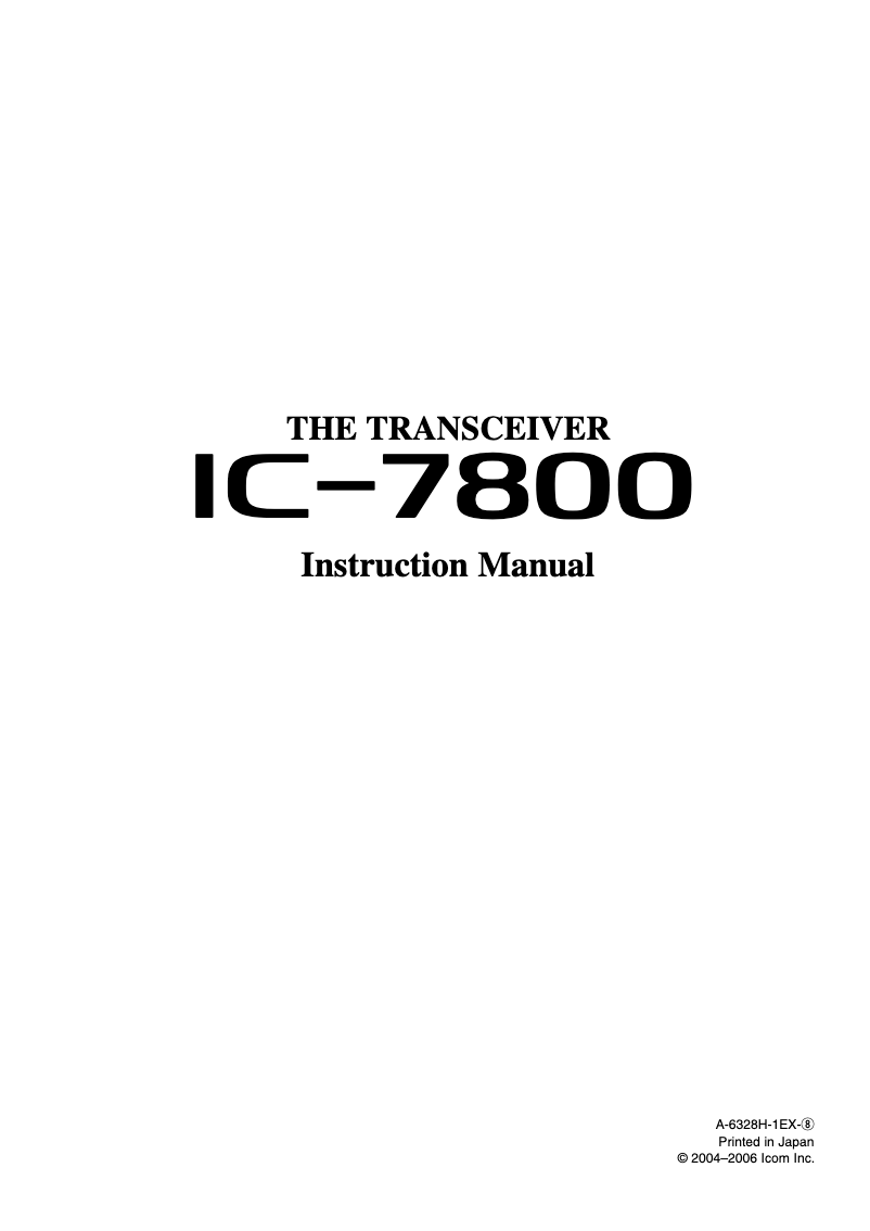 Page n°1 - Manuel utilisateur ICOM IC-7800
