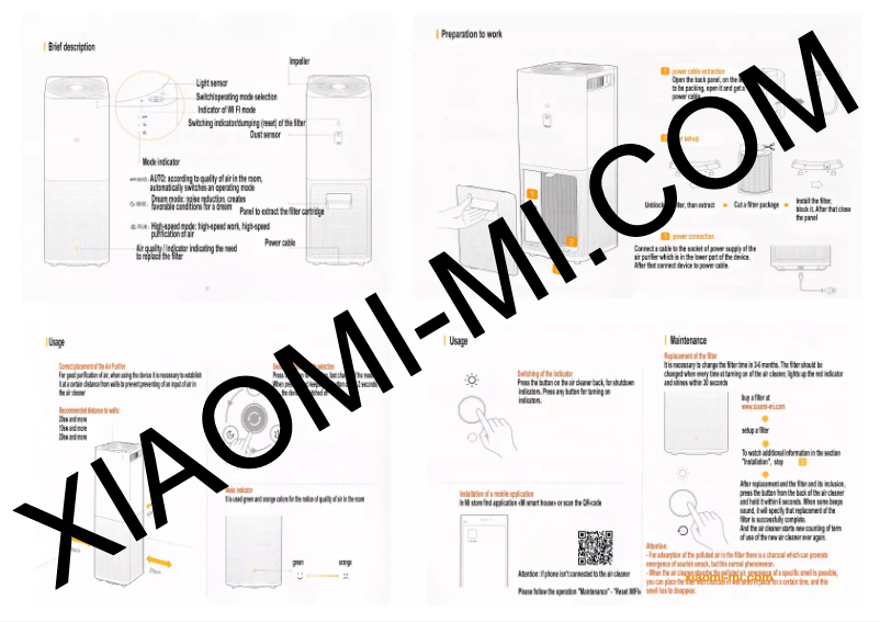 Page n°1 - Manuel utilisateur Xiaomi Mi Air Purifier