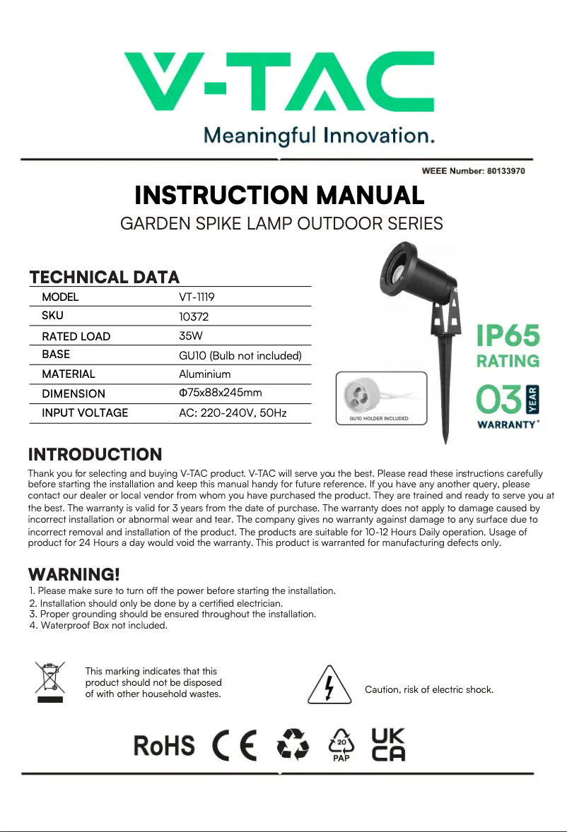 Image de la première page du manuel de l'appareil VT-1119