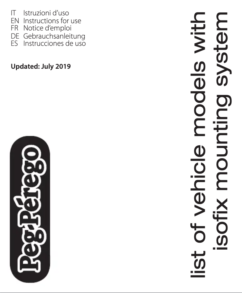 Page 1 de la notice Instructions de sécurité Peg Perego Isofix Base 0+1 K