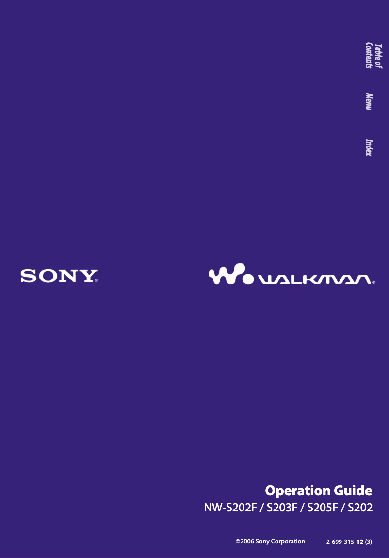Page n°1 - Manuel utilisateur Sony Walkman NW-S205F