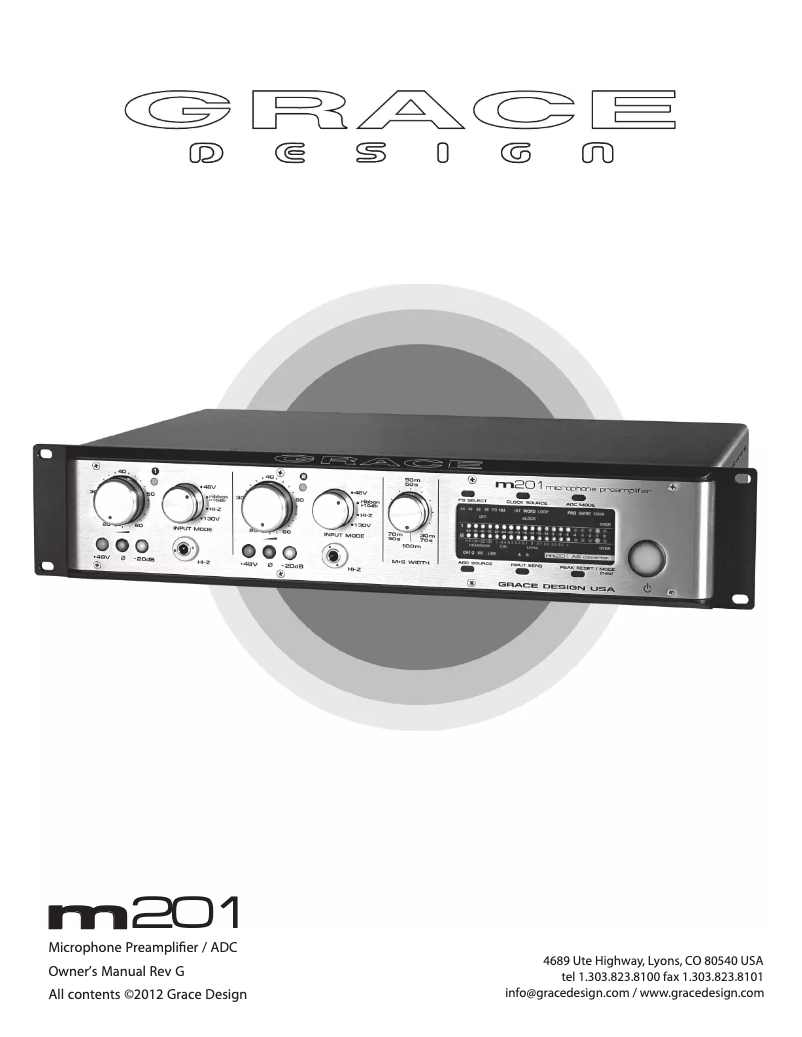 Page 1 de la notice Manuel utilisateur Grace Design m201