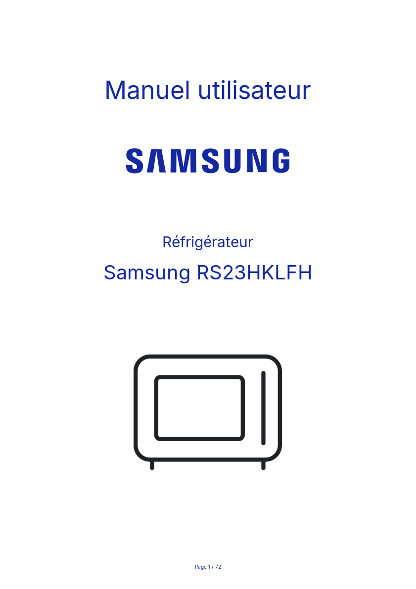 Page n°1 - Manuel utilisateur Samsung RS23HKLFH