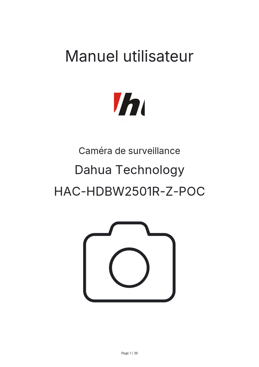 Page n°1 - Manuel utilisateur Dahua Technology HAC-HDBW2501R-Z-POC