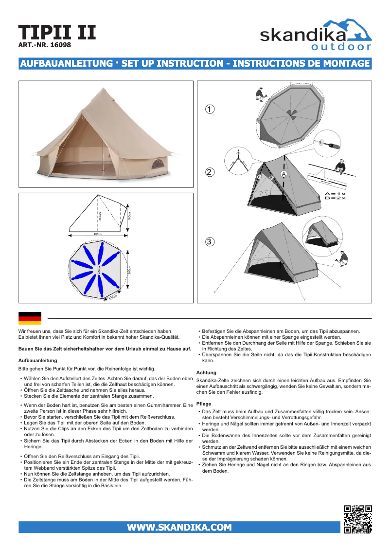 Page n°1 - Manuel utilisateur Skandika Tipii II