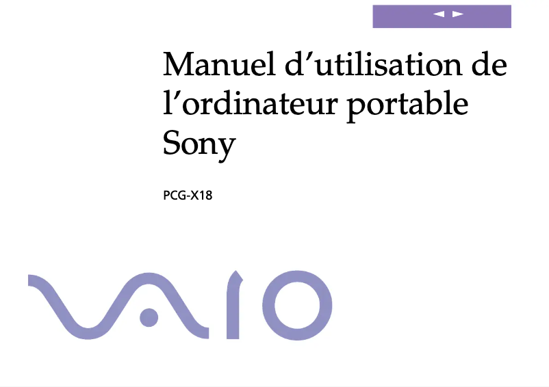 Page n°1 - Manuel utilisateur Sony Vaio PCG-X18