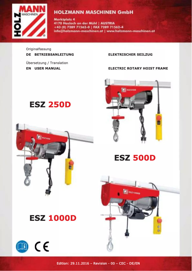 Page 1 de la notice Manuel utilisateur Holzmann ESZ 1000D