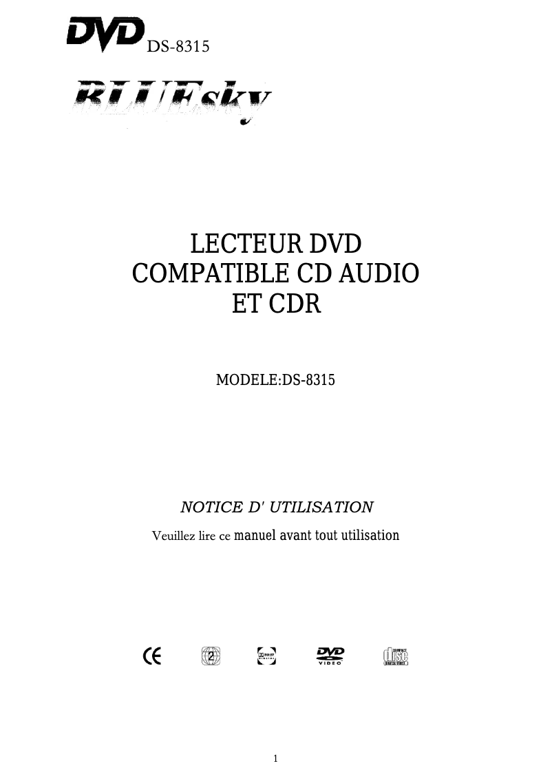 Image de la première page du manuel de l'appareil DS-8315