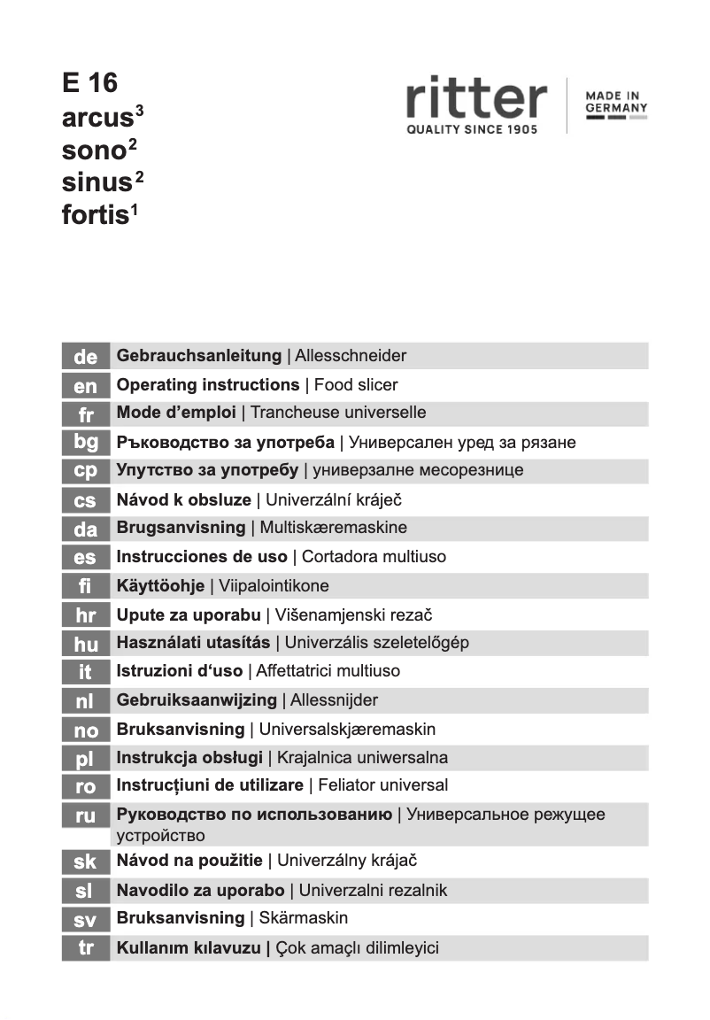 Page 1 de la notice Manuel utilisateur Ritter E 16