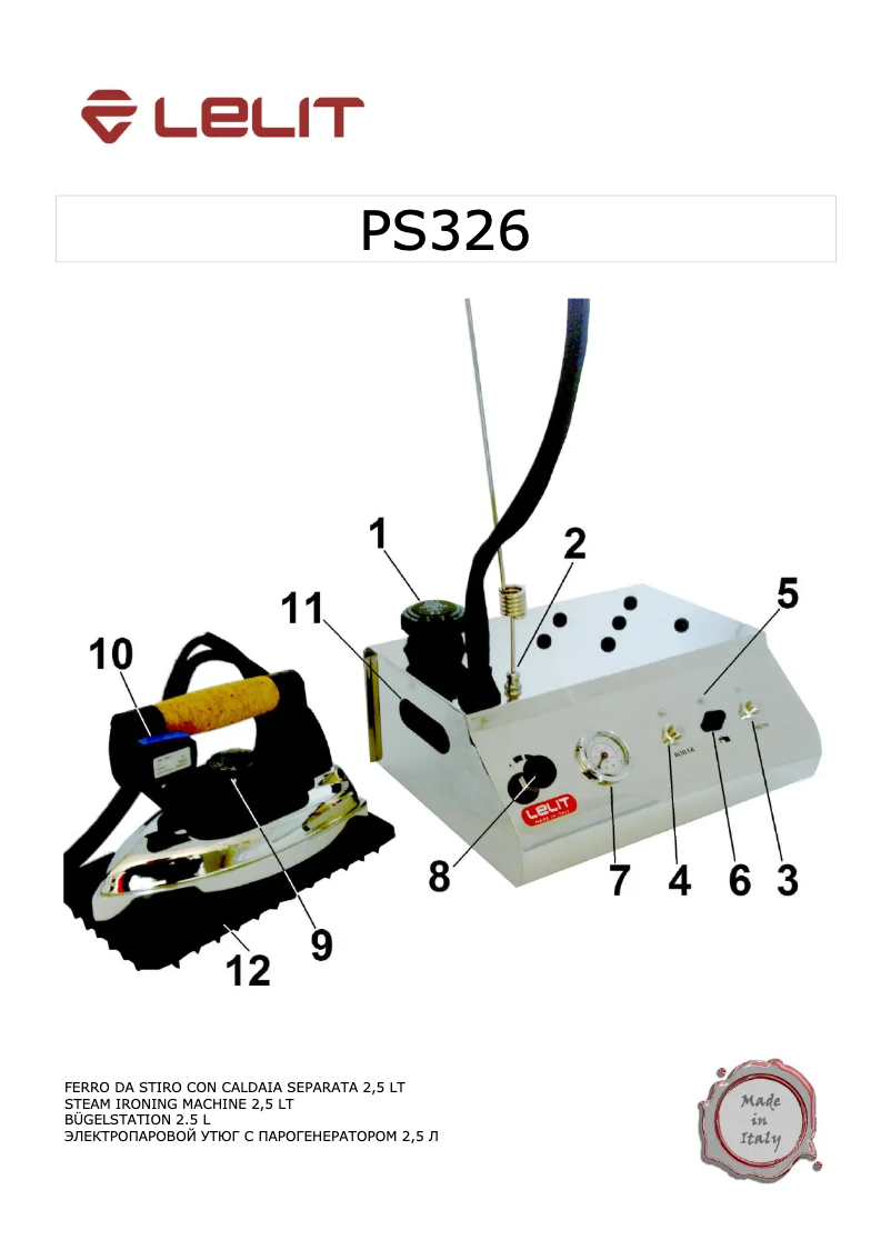 Page n°1 - Manuel utilisateur Lelit PS326