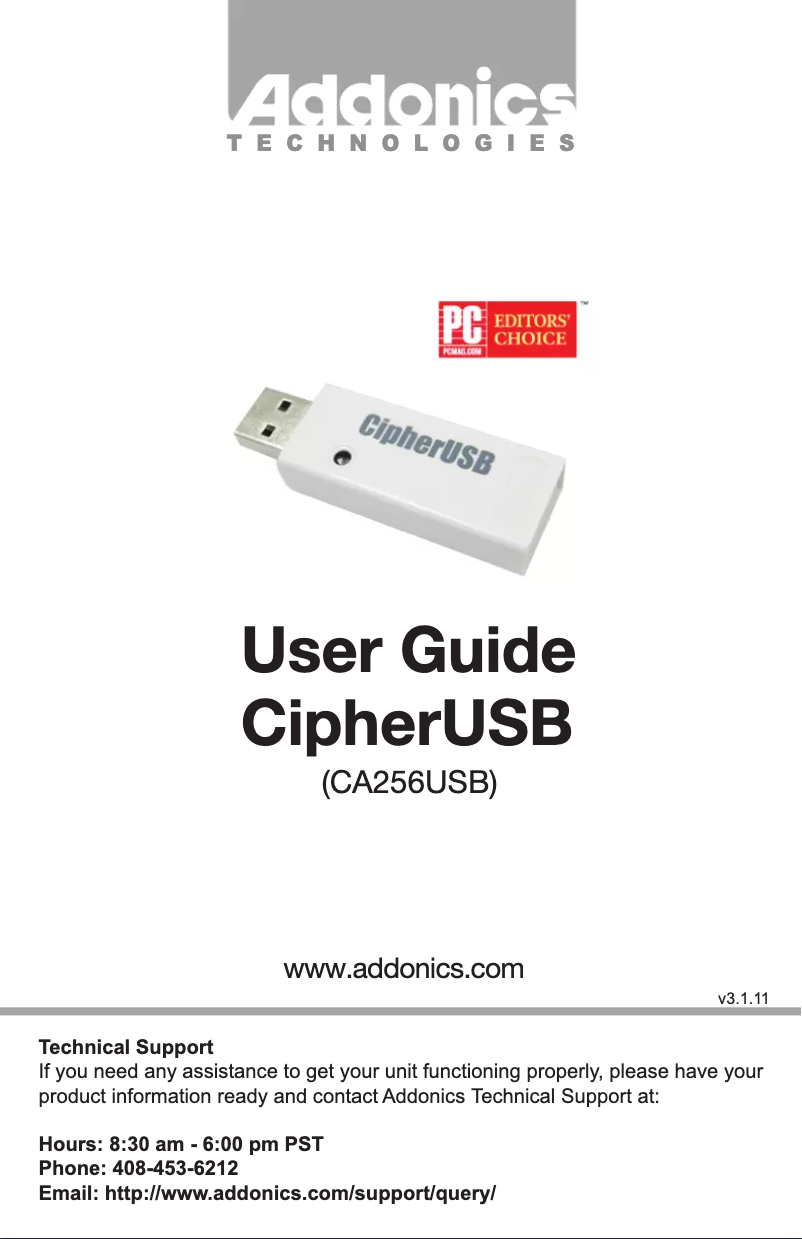 Page 1 de la notice Manuel utilisateur Addonics CA256USB-C2