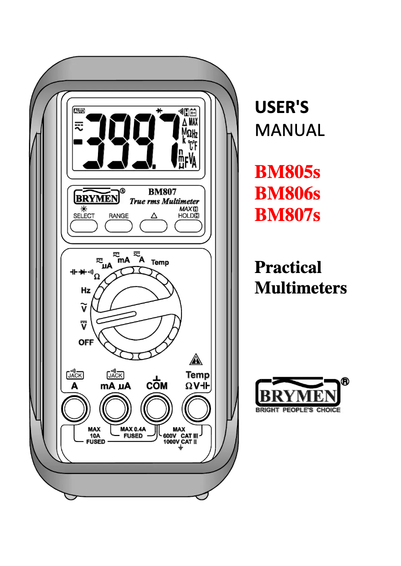 Image de la première page du manuel de l'appareil BM807s