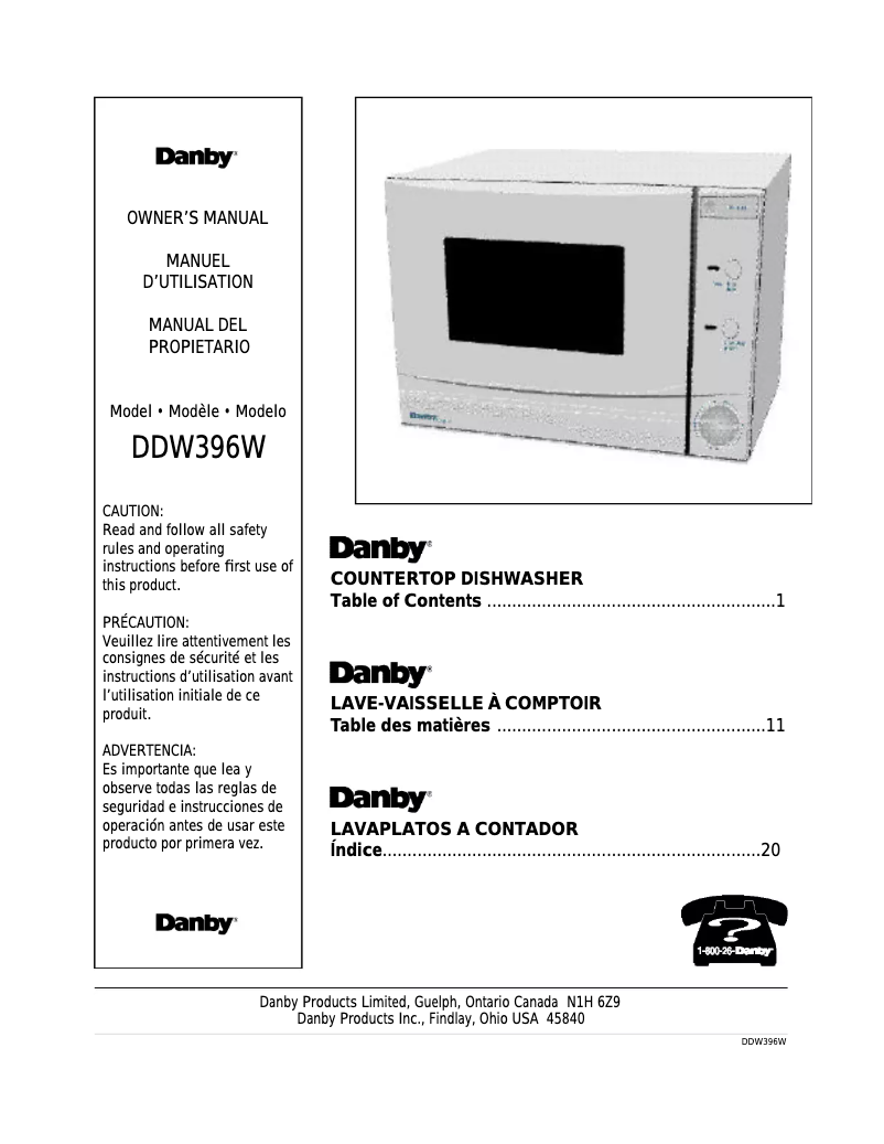 Page n°1 - Manuel utilisateur Danby DDW396W