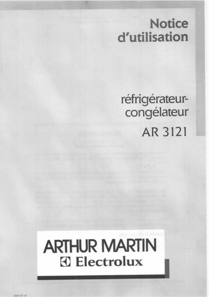 Página 1 del manual Manual de usuario Arthur Martin-Electrolux AR3121W