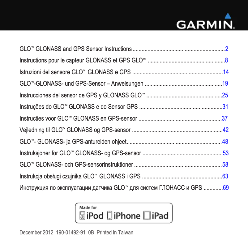 Página 1 del manual Manual de usuario Garmin GLO