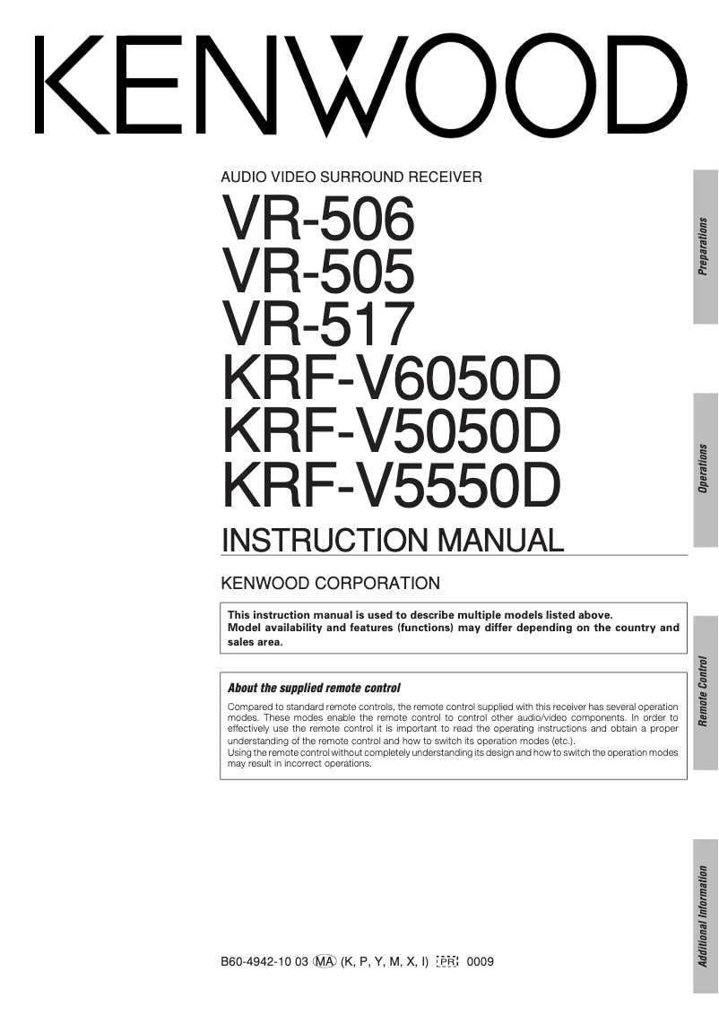 Page 1 de la notice Manuel utilisateur Kenwood KRF-V5050D