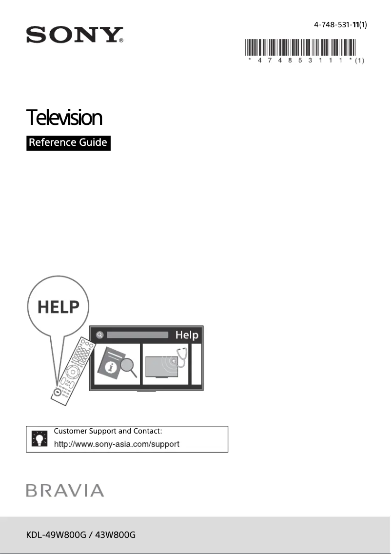Page n°1 - Manuel utilisateur Sony Bravia KDL-43W800G