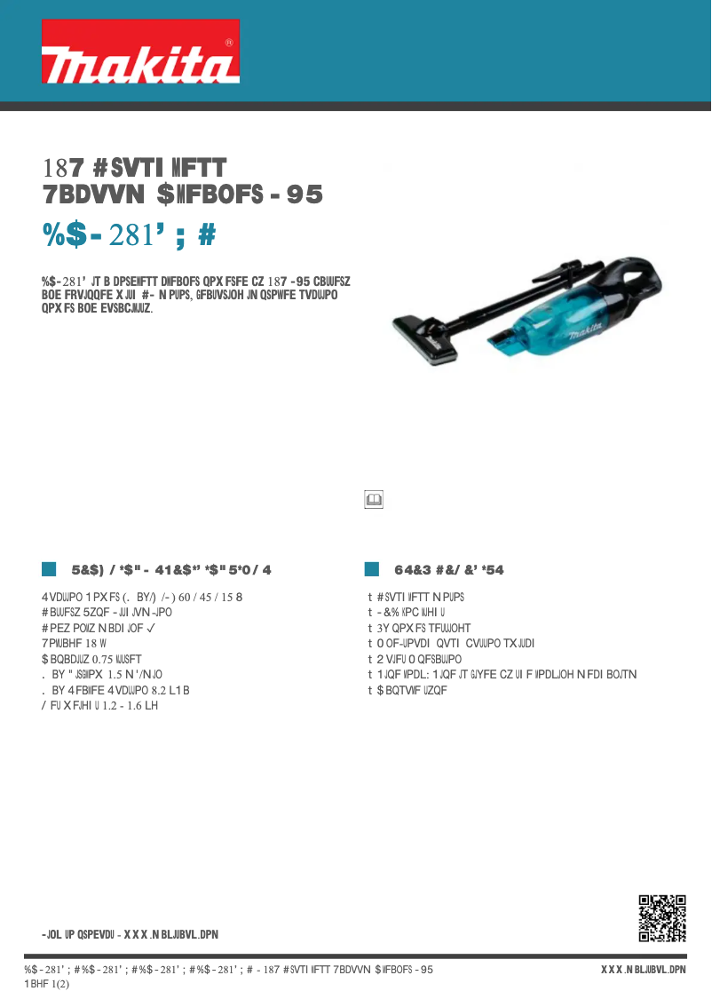 Page 1 de la notice Fiche technique Makita DCL281FZB
