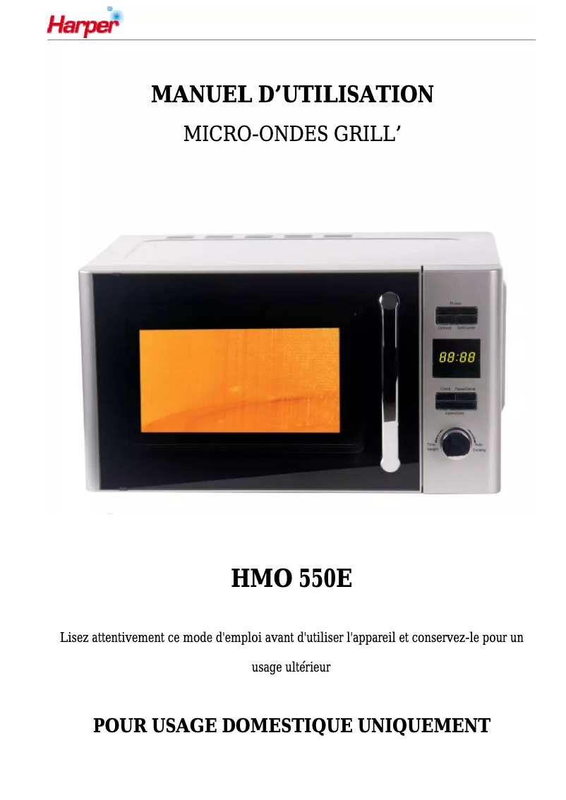 Image de la première page du manuel de l'appareil HMO550E