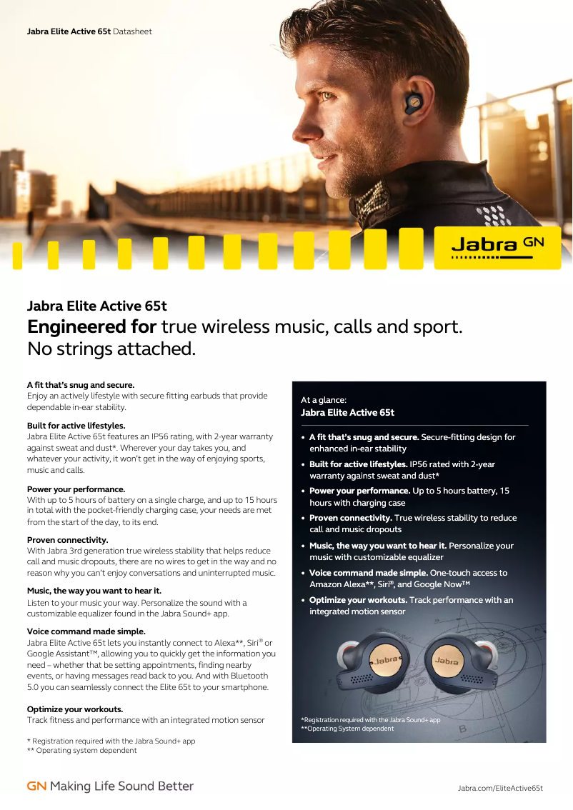 Página 1 del manual Ficha técnica Jabra Elite Active 65t