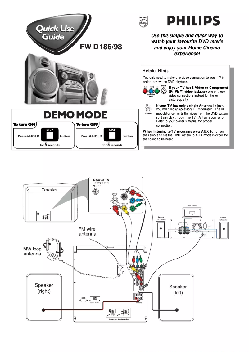 Page n°1 - Guide de démarrage rapide Philips FWD186 DVD Mini Hi-Fi System