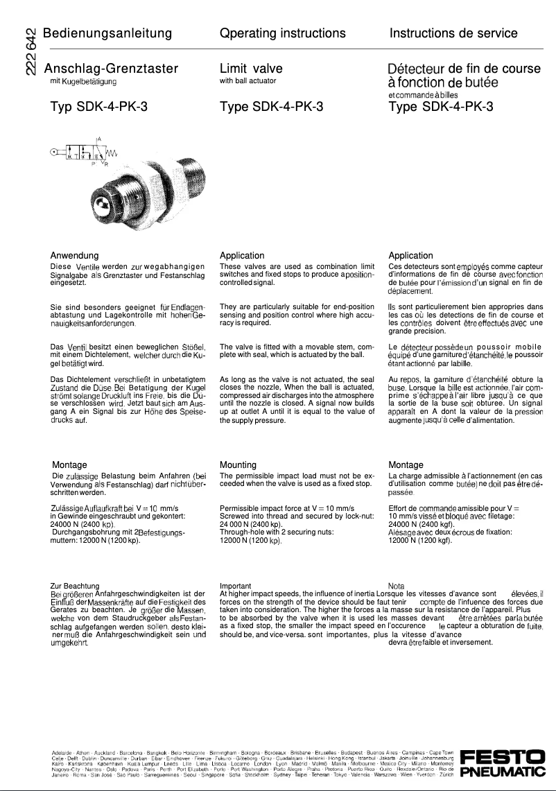 Page 1 de la notice Manuel utilisateur Festo SDK-4-PK-3