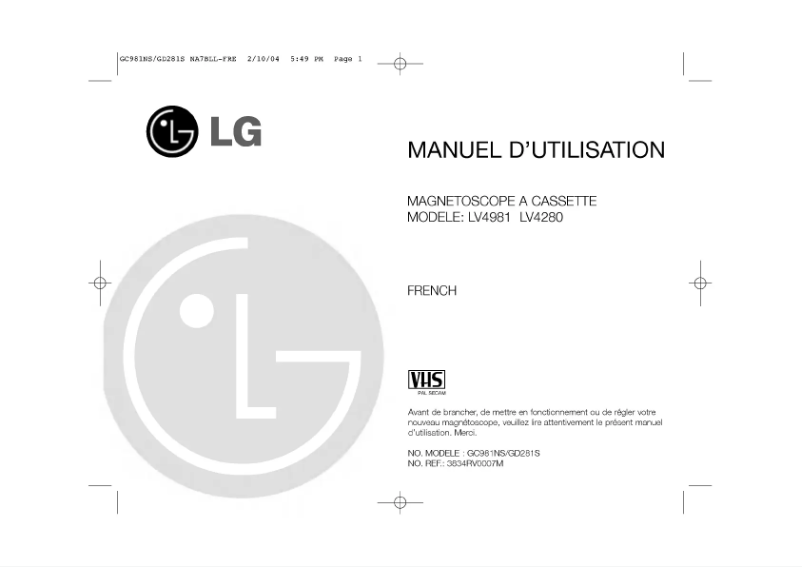 Image de la première page du manuel de l'appareil LV4981