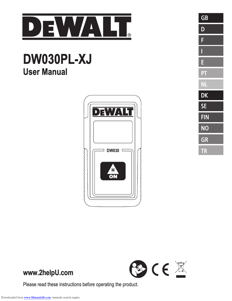 Página 1 del manual Manual de usuario DeWalt DW030PL-XJ