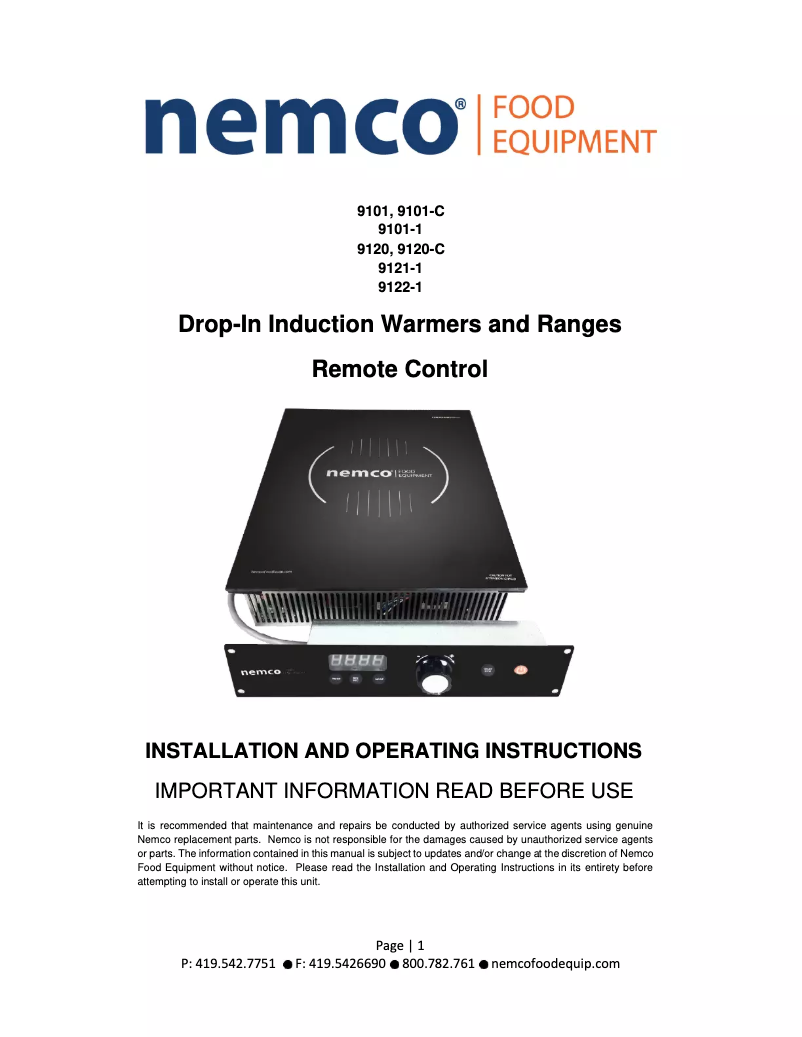 Page n°1 - Manuel utilisateur Nemco 9120A-C