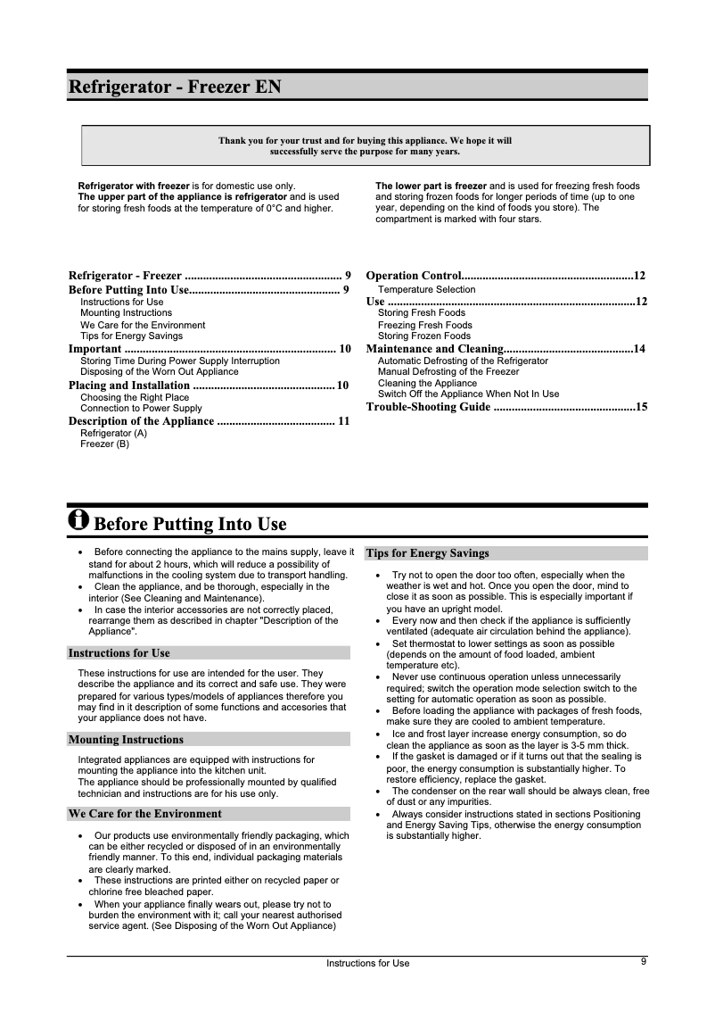 Page n°1 - Manuel utilisateur Gorenje KIE 256 LA