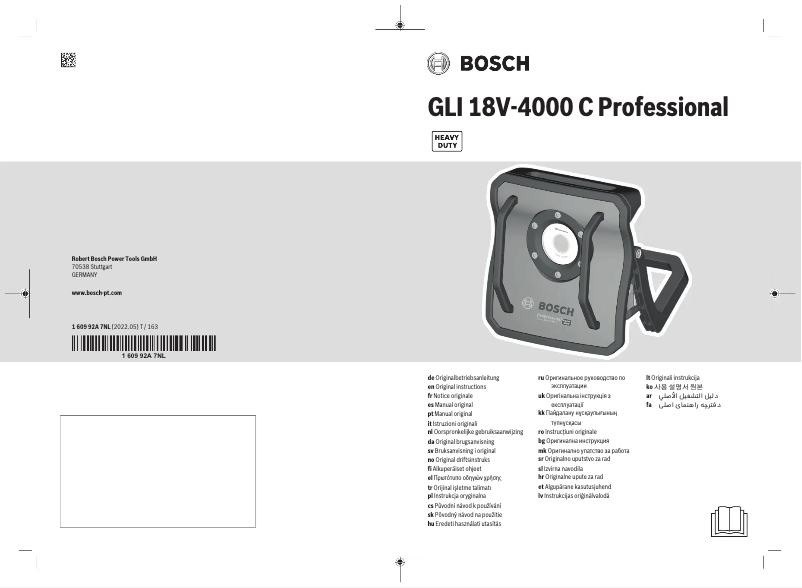 Image de la première page du manuel de l'appareil GLI 18V-4000 C Professional