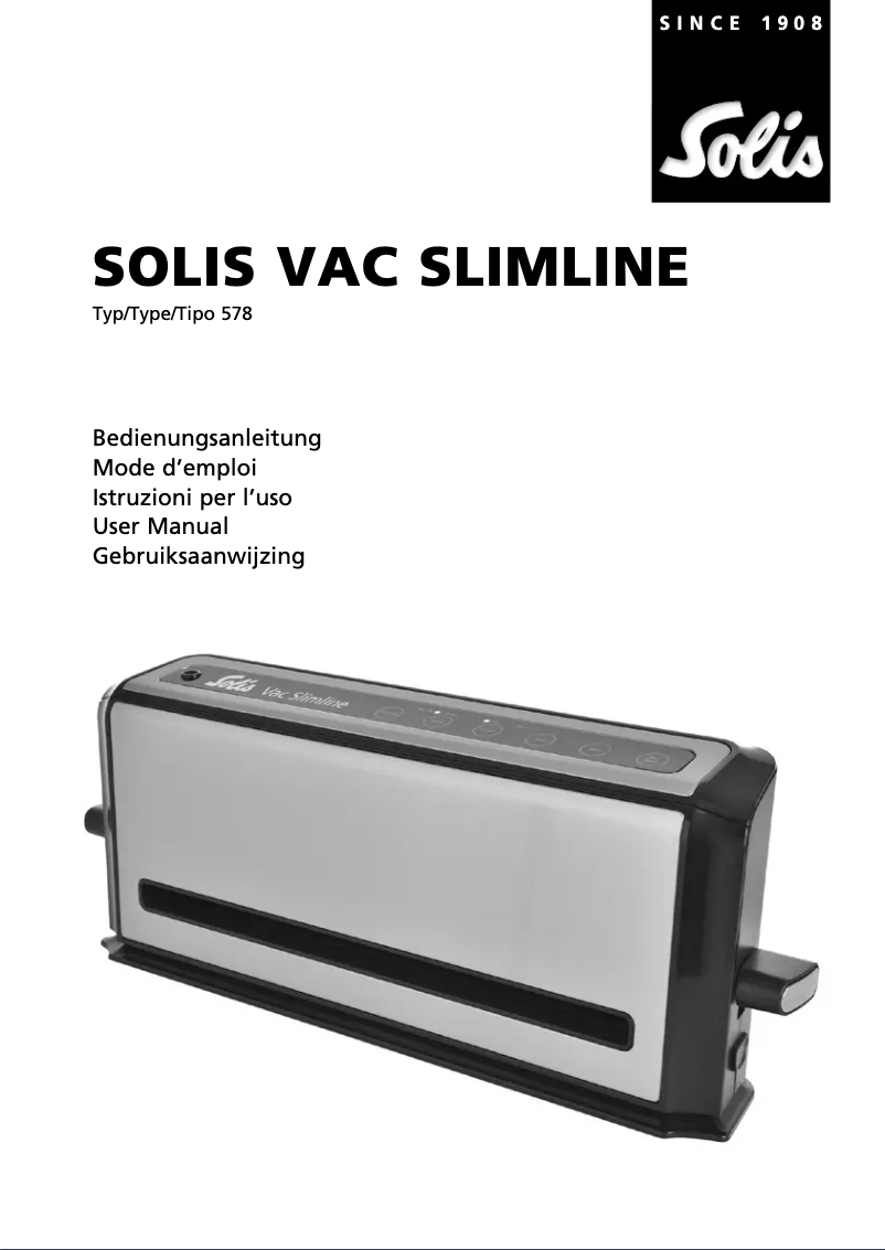 Page n°1 - Manuel utilisateur Solis Vac Slimline 578