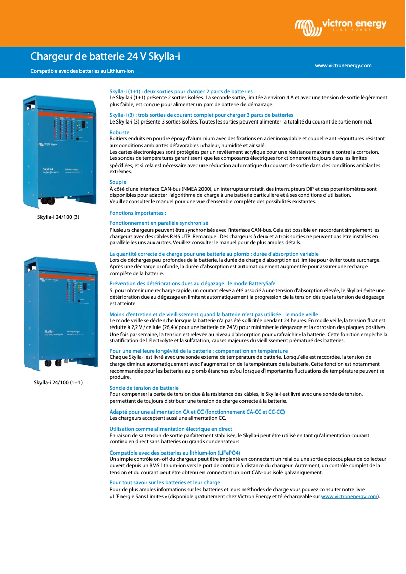 Page 1 de la notice Fiche technique Victron Energy Skylla-i