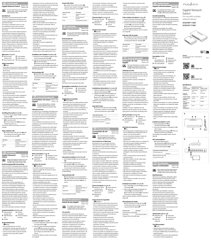 Page 1 de la notice Manuel utilisateur Nedis NSWH8P110BK