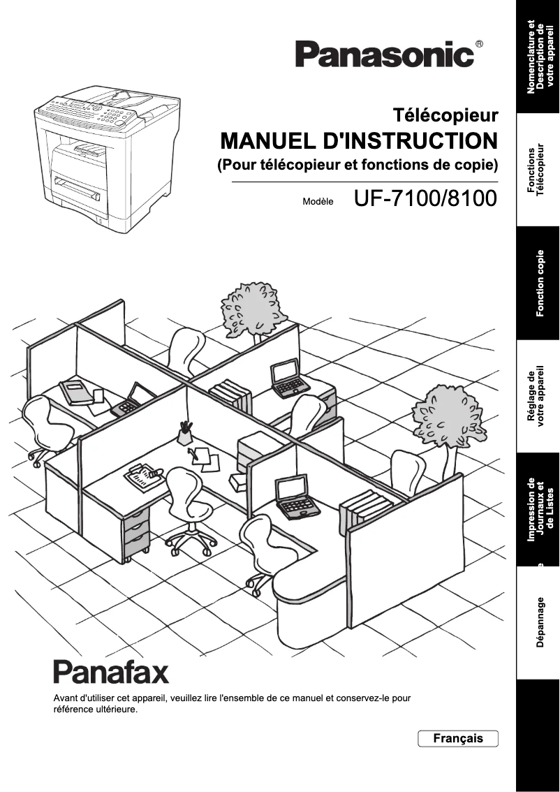Page 1 de la notice Manuel utilisateur Panasonic Panafax UF-8100