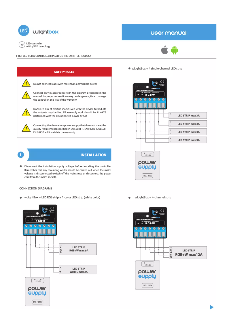 Image de la première page du manuel de l'appareil wlightbox