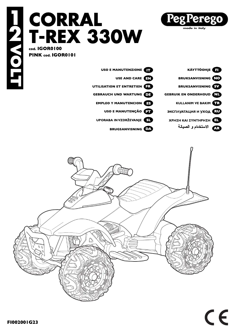 Page 1 de la notice Manuel utilisateur Peg Perego Corral T-Rex 330W