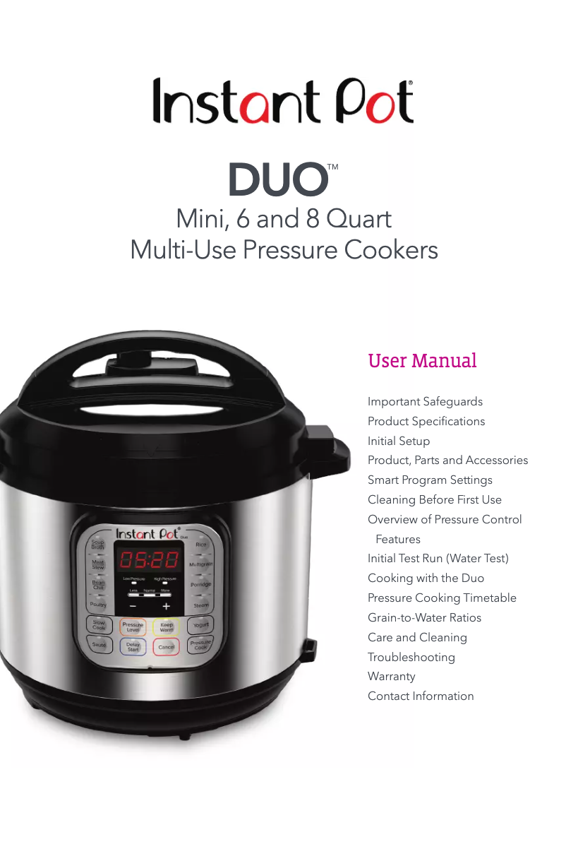 Page n°1 - Manuel utilisateur Instant Pot Duo