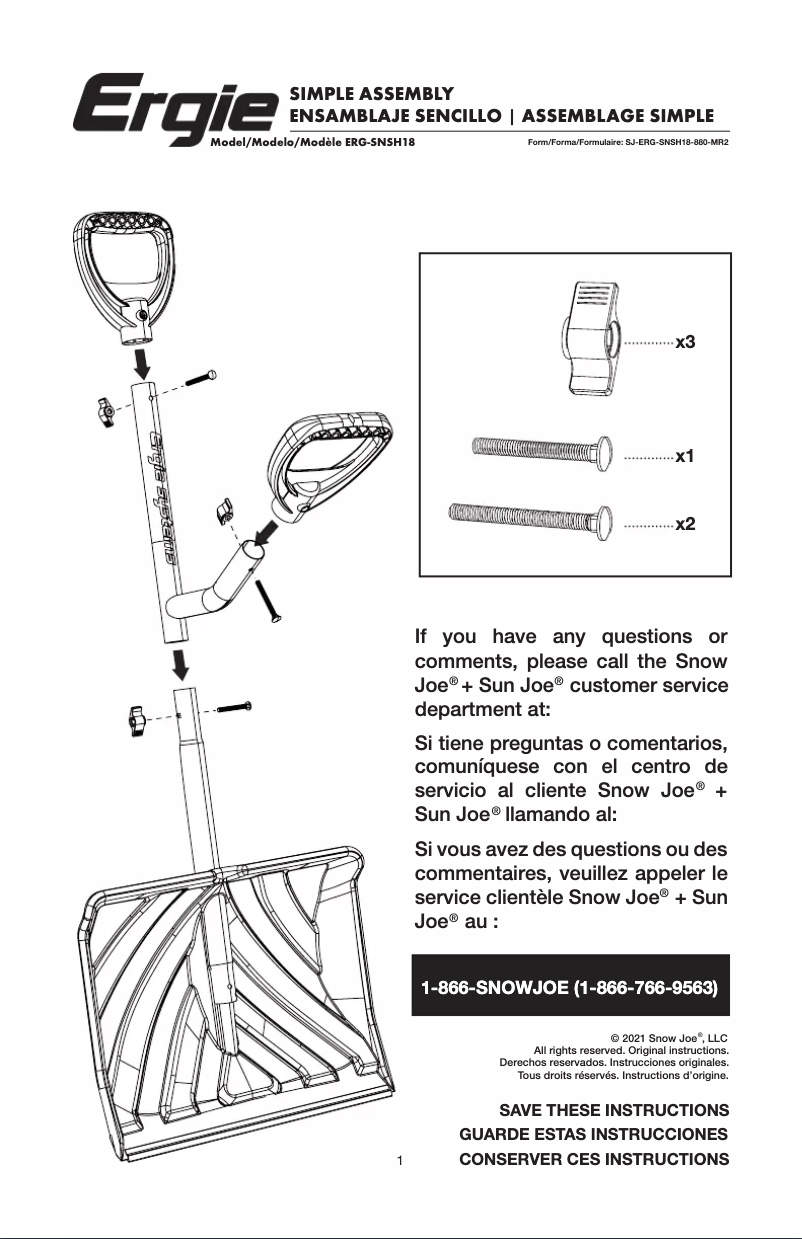 Page n°1 - Manuel utilisateur Ergie ERG-SNSH18