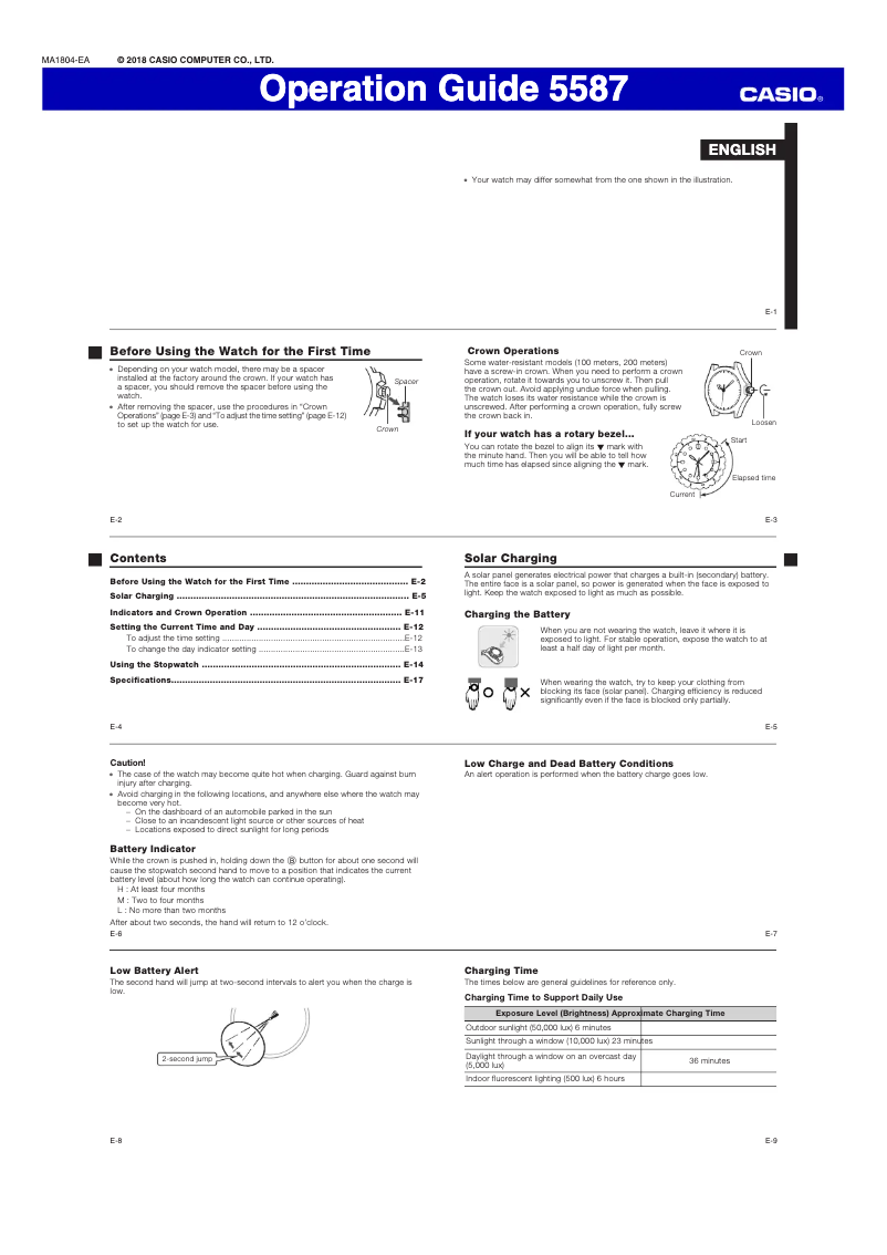 Page 1 de la notice Manuel utilisateur Casio Edifice EFS-S530L-2AVUEF