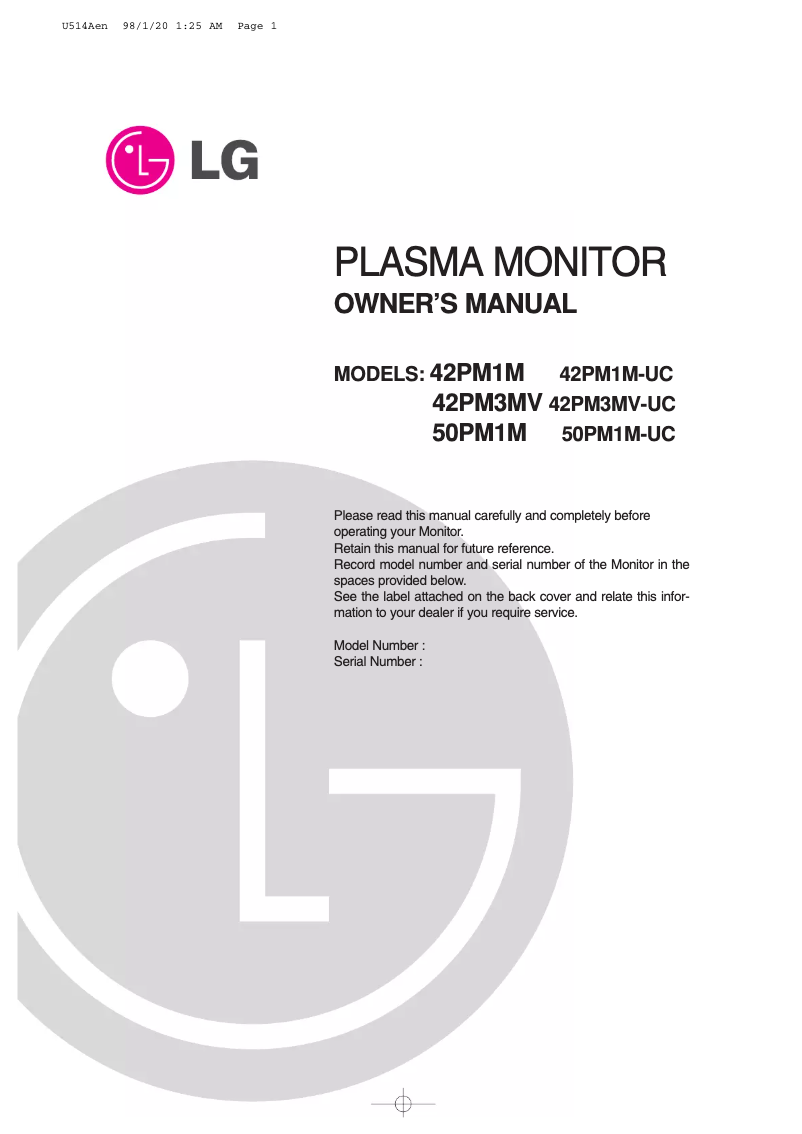 Página 1 del manual Manual de usuario LG 42PM3MV